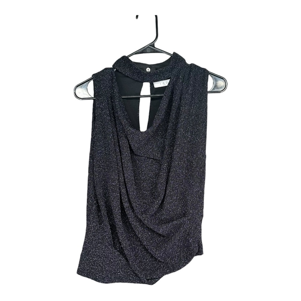 IRO Paris 36 Black Foa Sparkly Cutout Blouse High Neck Party Cocktail Sexy - Picture 1 of 15